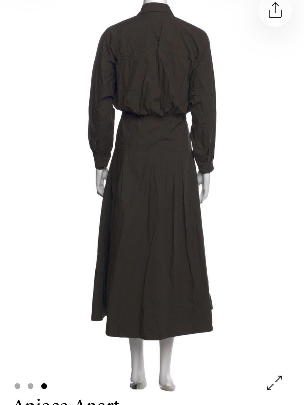 Apiece Apart Olive Button-Front Midi Dress - Picture 6 of 7